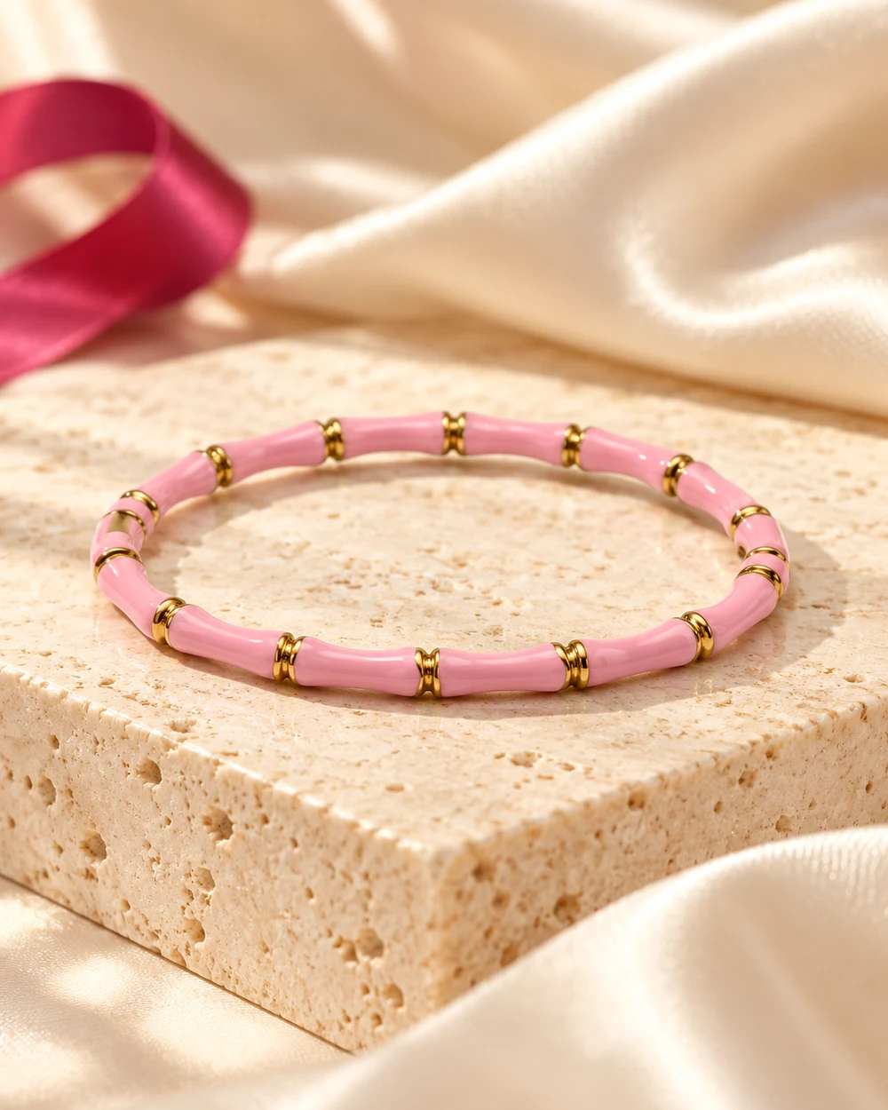 Blush Bamboo Bracelet — In the studio