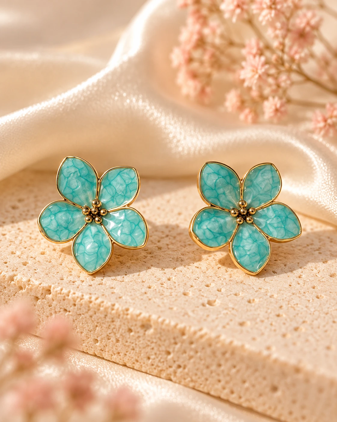 Emerald Blossom Earrings — In the studio