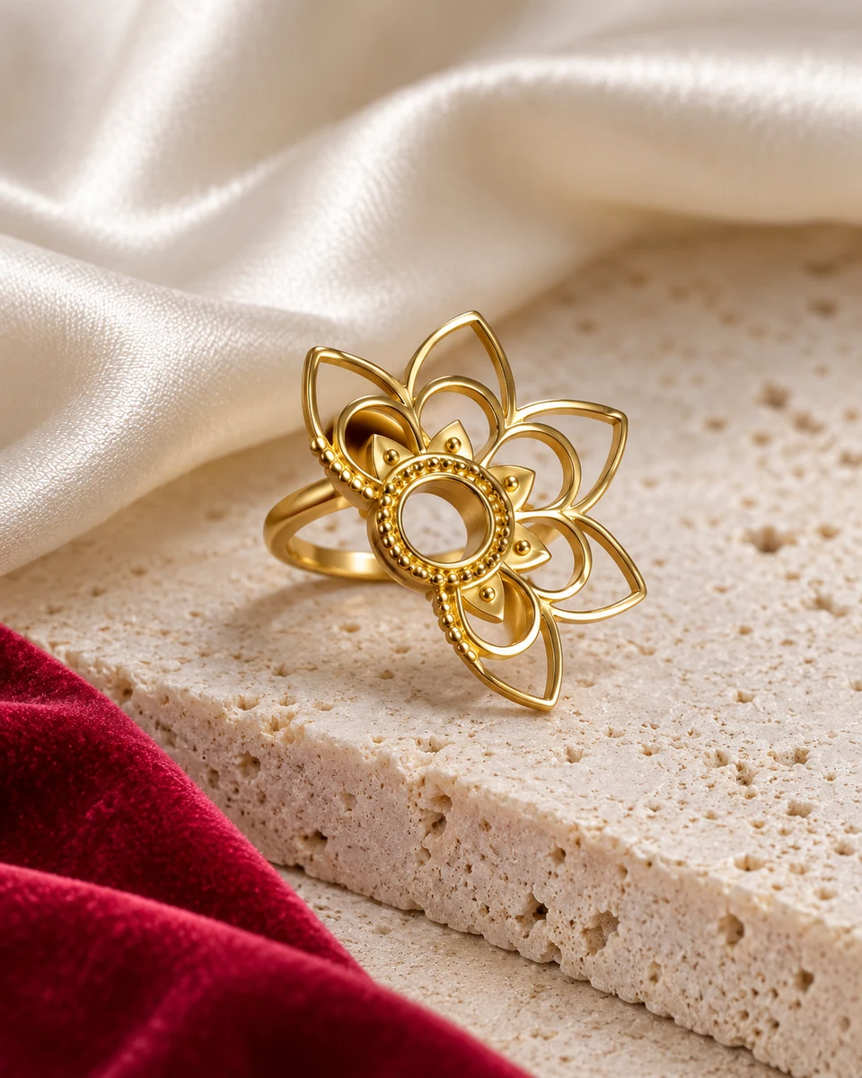 SunPetal Adjustable Ring — In the studio